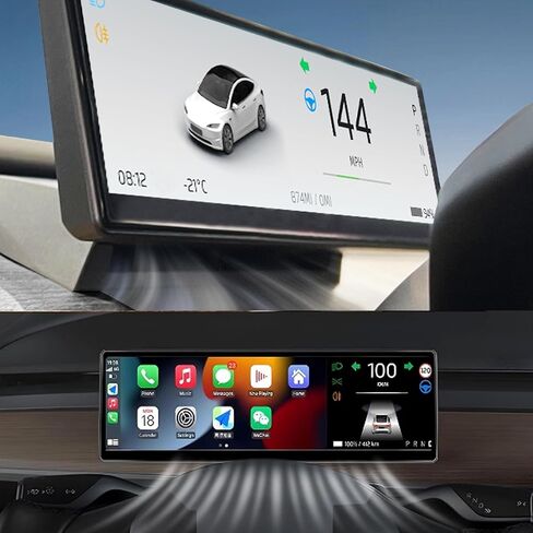 8.8" Head Up Display|CarPlay & Android Auto Compatible|Touch Screen Instrument Cluster for Tesla Model 3 2017+ & Model Y 2020-2023|No-Modification Installation|Real-Time Vehicle Info Display in Saudi Arabia