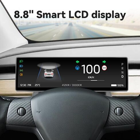 8.8" Head Up Display|CarPlay & Android Auto Compatible|Touch Screen Instrument Cluster for Tesla Model 3 2017+ & Model Y 2020-2023|No-Modification Installation|Real-Time Vehicle Info Display in Saudi Arabia