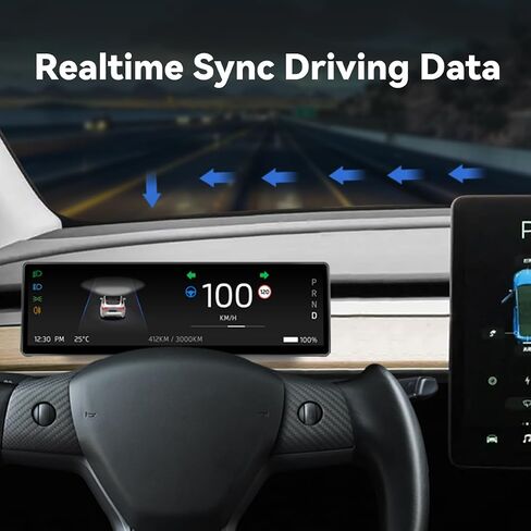 8.8" Head Up Display|CarPlay & Android Auto Compatible|Touch Screen Instrument Cluster for Tesla Model 3 2017+ & Model Y 2020-2023|No-Modification Installation|Real-Time Vehicle Info Display in Saudi Arabia
