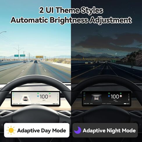 8.8" Head Up Display|CarPlay & Android Auto Compatible|Touch Screen Instrument Cluster for Tesla Model 3 2017+ & Model Y 2020-2023|No-Modification Installation|Real-Time Vehicle Info Display in Saudi Arabia