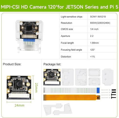 كاميرا Yahboom IMX219 HD مع حافظة، وحدة كاميرا 8 ميجابكسل 160 درجة FOV متوافقة مع NVIDIA Jetson Nano/Xavier NX/Jetson Orin Nano/NX (IMX219 120 درجة كاميرا + 15/22 دبوس) in Kuwait