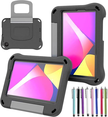 Case for TCL Tab 8V/Tab 8 LE/Tab 8 Plus/Tab 8 WiFi/Tab 8 SE (9137W, 9132X, 9138S, 6048E, 91232X1) - Shockproof Lightweight Protective EVA Kids Kickstand Cover Case + 1 Stylus (Black) in Kuwait