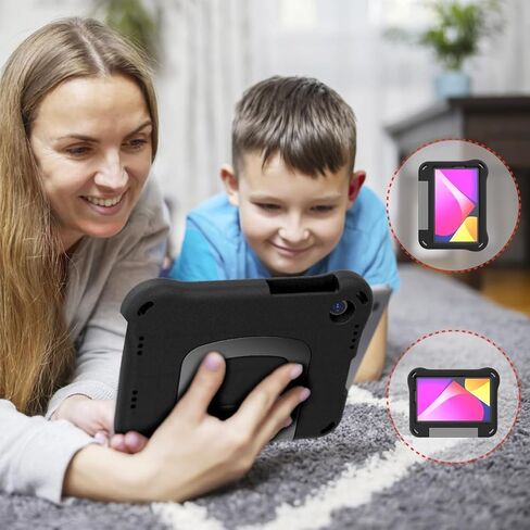 Case for TCL Tab 8V/Tab 8 LE/Tab 8 Plus/Tab 8 WiFi/Tab 8 SE (9137W, 9132X, 9138S, 6048E, 91232X1) - Shockproof Lightweight Protective EVA Kids Kickstand Cover Case + 1 Stylus (Black) in Kuwait