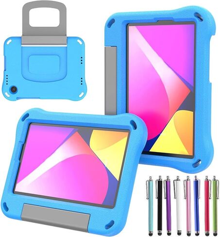 Case for TCL Tab 8V/Tab 8 LE/Tab 8 Plus/Tab 8 WiFi/Tab 8 SE (9137W, 9132X, 9138S, 6048E, 91232X1) - Shockproof Lightweight Protective EVA Kids Kickstand Cover Case + 1 Stylus (Black) in Saudi Arabia