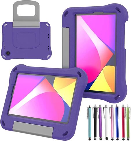 Case for TCL Tab 8V/Tab 8 LE/Tab 8 Plus/Tab 8 WiFi/Tab 8 SE (9137W, 9132X, 9138S, 6048E, 91232X1) - Shockproof Lightweight Protective EVA Kids Kickstand Cover Case + 1 Stylus (Black) in Saudi Arabia