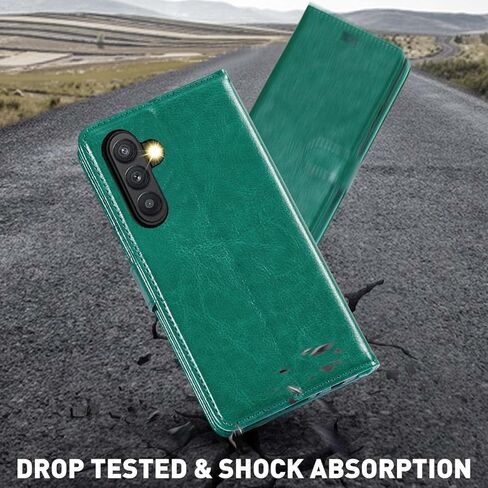 حافظة محفظة MONASAY متوافقة مع هاتف Galaxy A13 5G، [واقي شاشة زجاجي متضمن] [حجب RFID] غطاء هاتف خلوي من الجلد قابل للطي مع حامل بطاقة الائتمان، بني in Kuwait