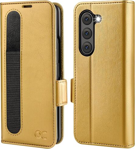 OCASE Case for Samsung Galaxy Z Fold 5 5G Wallet Case with S Pen Holder, PU Leather Flip Folio Case with Card Slots RFID Blocking Kickstand Phone Cover 7.6 Inch-Golden Sunset in Kuwait