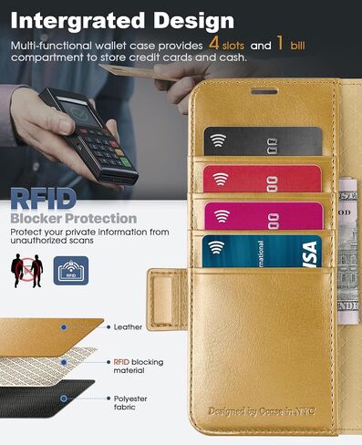 OCASE Case for Samsung Galaxy Z Fold 5 5G Wallet Case with S Pen Holder, PU Leather Flip Folio Case with Card Slots RFID Blocking Kickstand Phone Cover 7.6 Inch-Golden Sunset in Kuwait