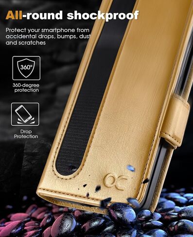 OCASE Case for Samsung Galaxy Z Fold 5 5G Wallet Case with S Pen Holder, PU Leather Flip Folio Case with Card Slots RFID Blocking Kickstand Phone Cover 7.6 Inch-Golden Sunset in Kuwait