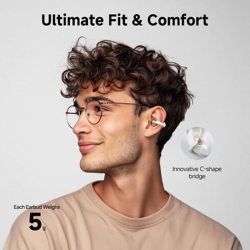 سماعات أذن QCY Crossky C30 مفتوحة الأذن لاسلكية بلوتوث، سماعات أذن بمشبك مع 4 ميكروفونات لإلغاء الضوضاء ENC، ملاءمة ثابتة، اتصال مزدوج، تخصيص EQ، سماعات رياضية للتمرين/الجري in Kuwait