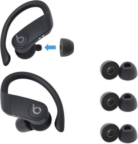Comply Sport Pro Premium Memory Foam Earphone Tips for Beats Powerbeats Pro, Powerbeats, Flex. Noise Reducing Replacement Earbud Tips, Comfortable, Secure Fit (Assorted, 3 Pairs),Black in Kuwait