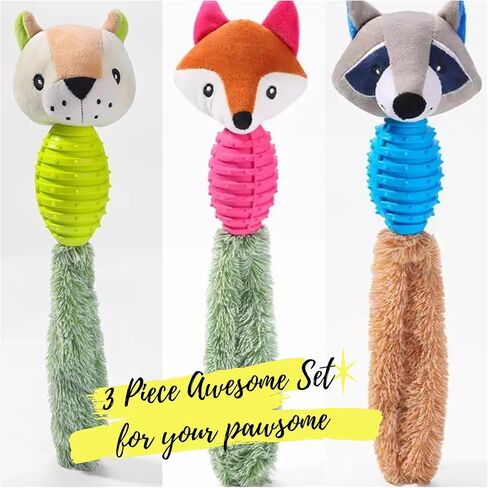 3-Piece Set of Dog Squeak Toys with Squeaky and Rattle Features for Playful Dogs and Breeds. in Saudi Arabia
