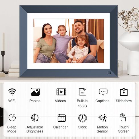 إطار صورة إلكتروني ذكي واي فاي إطار صورة رقمي - إطار رقمي FULLJA 10.1 بوصة 16 جيجابايت، شاشة لمس IPS، تدوير تلقائي، مستشعر حركة، مشاركة الصور والفيديو عبر البريد الإلكتروني للتطبيق، هدية للجد in Kuwait