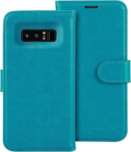 MONASAY Wallet Case Compatible for Galaxy Note 8, 6.3 inch, [Screen Protector Included][RFID Blocking] Flip Folio Leather Cell Phone Cover with Credit Card Holder, Brown in Saudi Arabia