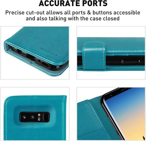 MONASAY Wallet Case Compatible for Galaxy Note 8, 6.3 inch, [Screen Protector Included][RFID Blocking] Flip Folio Leather Cell Phone Cover with Credit Card Holder, Brown in Saudi Arabia