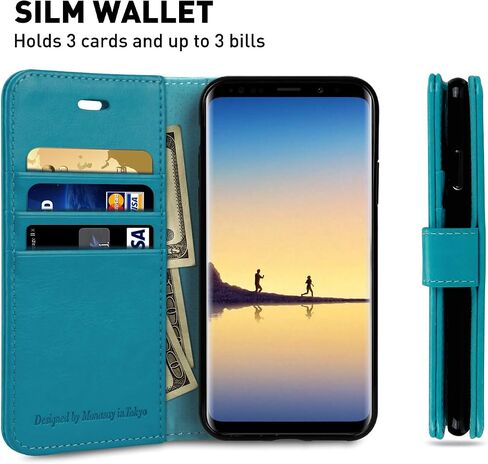 MONASAY Wallet Case Compatible for Galaxy Note 8, 6.3 inch, [Screen Protector Included][RFID Blocking] Flip Folio Leather Cell Phone Cover with Credit Card Holder, Brown in Saudi Arabia