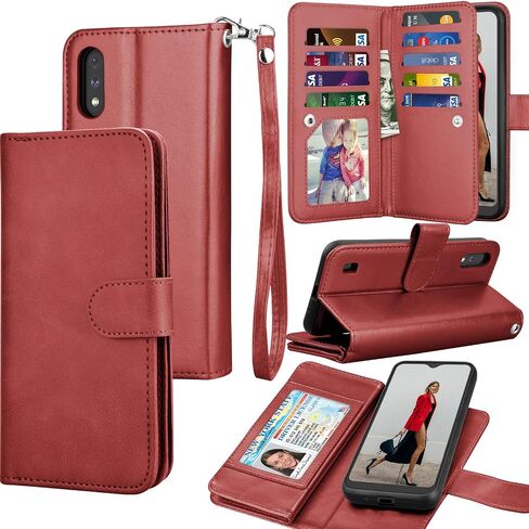 Galaxy A01 Case, [US Version] Galaxy A01 Wallet Case, Tekcoo Luxury PU Leather Cash Credit Card Slots Holder Carrying Folio Flip Cover [Detachable Magnetic Hard Case] Kickstand for Samsung A01 [Black] in Saudi Arabia