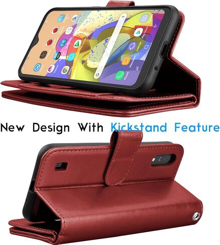 Galaxy A01 Case, [US Version] Galaxy A01 Wallet Case, Tekcoo Luxury PU Leather Cash Credit Card Slots Holder Carrying Folio Flip Cover [Detachable Magnetic Hard Case] Kickstand for Samsung A01 [Black] in Saudi Arabia