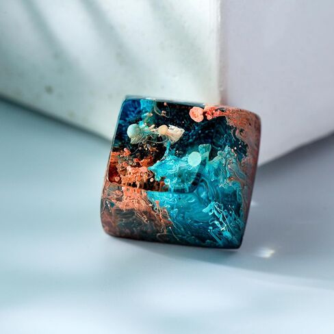 DATKEY Red Coral Resin Keycap Custom Red Landscape SA Keycap Square Red Scene Handmade Resin Keycap RGB Keyboard Cherry MX Mechanical Gift for Man Dad Son Woman Coral (1 FBA Blue & Orange Coral, SA) in Saudi Arabia