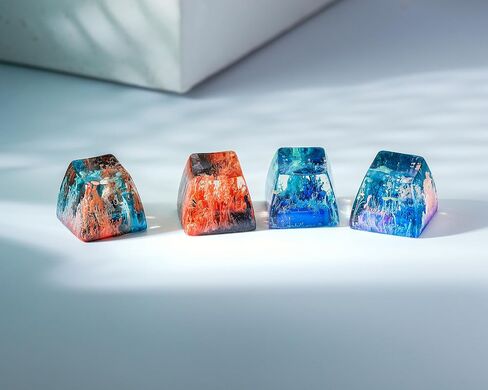DATKEY Red Coral Resin Keycap Custom Red Landscape SA Keycap Square Red Scene Handmade Resin Keycap RGB Keyboard Cherry MX Mechanical Gift for Man Dad Son Woman Coral (1 FBA Blue & Orange Coral, SA) in Saudi Arabia