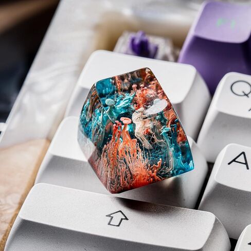 DATKEY Red Coral Resin Keycap Custom Red Landscape SA Keycap Square Red Scene Handmade Resin Keycap RGB Keyboard Cherry MX Mechanical Gift for Man Dad Son Woman Coral (1 FBA Blue & Orange Coral, SA) in Saudi Arabia