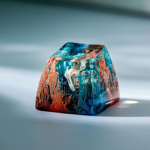 DATKEY Red Coral Resin Keycap Custom Red Landscape SA Keycap Square Red Scene Handmade Resin Keycap RGB Keyboard Cherry MX Mechanical Gift for Man Dad Son Woman Coral (1 FBA Blue & Orange Coral, SA) in Saudi Arabia