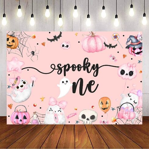 خلفية عيد ميلاد مخيف، شبح بو، خلفية حفلة عيد الميلاد الأولى، شبح اليقطين الوردي، عيد ميلاد أول، زينة لافتة لحفلة عيد الميلاد الأول، مخيفة in Kuwait