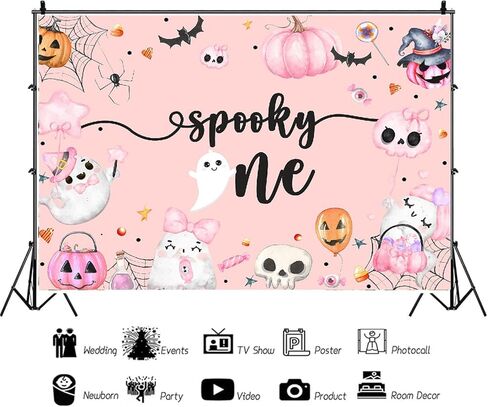 خلفية عيد ميلاد مخيف، شبح بو، خلفية حفلة عيد الميلاد الأولى، شبح اليقطين الوردي، عيد ميلاد أول، زينة لافتة لحفلة عيد الميلاد الأول، مخيفة in Kuwait