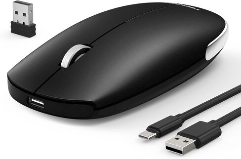 TECKNET ماوس لاسلكي، BT5.0/3.0 2.4 جيجا هرتز ماوس كمبيوتر صامت مع مستقبل USB، 4000 نقطة في البوصة ماوس بلوتوث محمول قابل لإعادة الشحن لنظام التشغيل Mac OS/Windows/Linux/ChromeOS in Kuwait