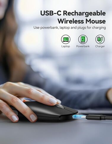 TECKNET ماوس لاسلكي، BT5.0/3.0 2.4 جيجا هرتز ماوس كمبيوتر صامت مع مستقبل USB، 4000 نقطة في البوصة ماوس بلوتوث محمول قابل لإعادة الشحن لنظام التشغيل Mac OS/Windows/Linux/ChromeOS in Kuwait