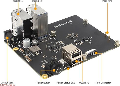 Geekworm X1013 PCIe إلى 10 منافذ USB 3.0 + USB 2.0 USB HUB Shield لـ Raspberry Pi 5 in Kuwait