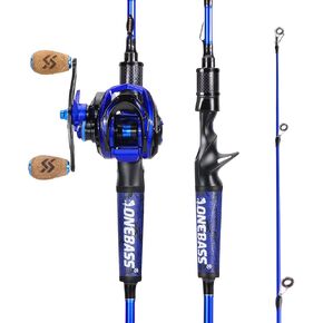 One Bass Fishing Rod and Reel Combo, IM7 Graphite 2 Pc Blank Baitcasting Combo, Spinning Rod with Super Polymer Handle
