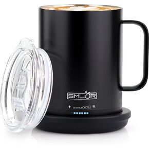 SMLDR Pro Heated Mug, 14 oz Smart Mug, Self-Heating, Adjustable Temperature, Battery Powered Heated Coffee Mug, Quick Recharge Time, Great for Coffee & Tea, Excellent Gift (Black)