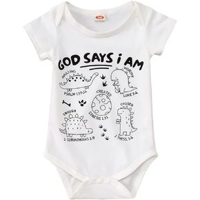 BOUTIKOME Dinosaur Romper Newborn Infant Baby Boys Girls Onesie T Shirts Short Sleeve Tops Inspirational Clothes 0-12 Months