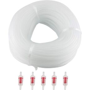 E-outstanding 26ft 3/16 Standard Aquarium Clear Flexible Silicone Airline Tubing with 5PCS Non-Return Check Valve for Fish Tank Air Pump