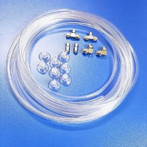 BASE WAVE Aquarium Proof CO2 Tubing(Transparent) Improving Kit (30 Ft CO2 Tubing/w Metal Fitting & Suction Cups)