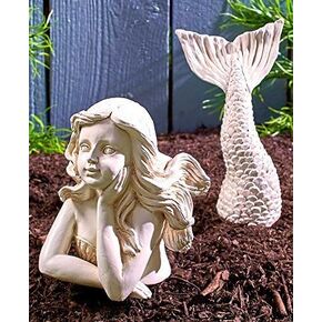 BGBWBFBR Handmade Mermaid Statue Set with Blue and White Starfish: A Beautiful Addition to Your Home Décor