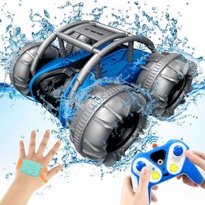 Amphibious Remote Control Car Boat, 4WD Gesture RC Car with Waterproof, 2.4Ghz 360° Flips Rotation, Water Pool Toys for Kids Ages 8-12, Toys Gifts for Boys Girls