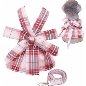 Loyanyy Dog Dress Harness with Leash Cute Bow Tie Cat Dresses Outfit Floral Puppy Kitten Summer Clothes Training Walking Beach Dog Apparel D Yellow Small