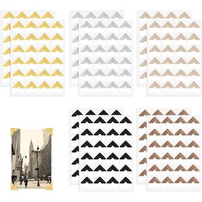 240 Pieces Photo Corners for Scrapbooking, Gold Photo Corner Stickers, Self-Adhesive Photo Mounting Corners for DIY Scrapbook Photo Album Diary, 10 Sheets