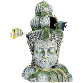 Hamiledyi Buddha Head Statue Aquarium Decorations Resin Fish Hideout Betta Cave for Large Fish Tank Ornaments Betta Sleep Rest Hide Play Breed