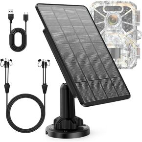 Trail Camera Solar Panel DC 12V/1A 6V/1.5A with Build-in 5000mAH Rechargeable Lithium Battery Solar Battery Charger Kit IP66 Waterproof in Kuwait