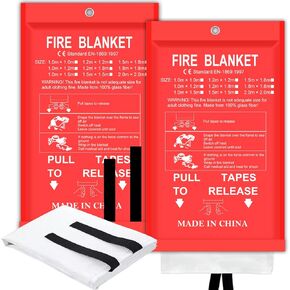 RAOARA Fire Blankets to Smother a Kitchen Fire, Emergency Fire Blanket, Flame Suppression Fiberglass Fire Blanket for House, Camping Car Office Warehouse, Fire Retardant Blanket, 2 Pack 39" x 39"