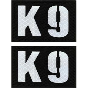 Antrix 2 Pieces K9 IR Infrared Reflective Service Dog Police Dog Army Dog Swat Dog American Large Dog Patch Emotional Tactical K9 Badge with Hook Loop Backing for Service Dog Animals