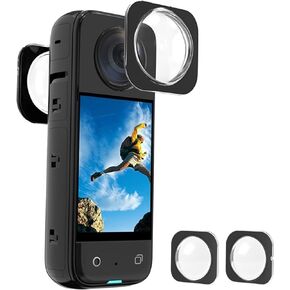 For Insta360 X3 Sticky Lens Guards Screen Tempered 9H Optical Glass Lens Protector Cap Cover for Insta 360 X3 Action Camera Waterproof Anti-scratch Accessories