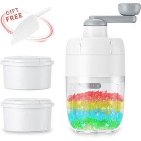 Yanpoake ماكينة حلاقة الثلج اليدوية ماكينة صنع الثلج المخروطية المحمولة كسارة صانع الثلج المكسر مع 2 صينية مكعبات ثلج مجانية ومجرفة ثلج للاستخدام المنزلي في الهواء الطلق in Kuwait