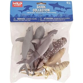 Wild Republic Shark Polybag, Educational Toys, Kids Gifts, Aquatic, Zoo Animals, Shark Toys, 6-Pieces