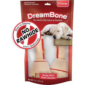 Dreambone Large Chews with Real Chicken 2 Count, Rawhide-Free Chews for Dogs