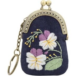 GLOGLOW DIY Embroidery Purse Kit Flower Embroidery Bag Kit Stitch Sets Change Purse Kit for Kids Girls Woman Handmade Sewing Craft Tool(Style D)