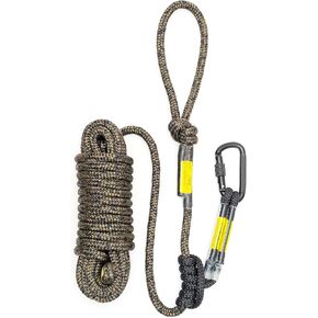 Hunting Safety Linemans Rope 30ft with Prusik Knot and Single Carabiner for Hunter Climbing Tree Stand Hanging Ladder Stand or Bow Lifeline,Fall Protection When Hunting on Stands